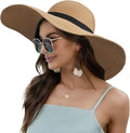 Wide Brim Paper Straw Sun Hat Lightweight UV Protection Breathable Summer Women