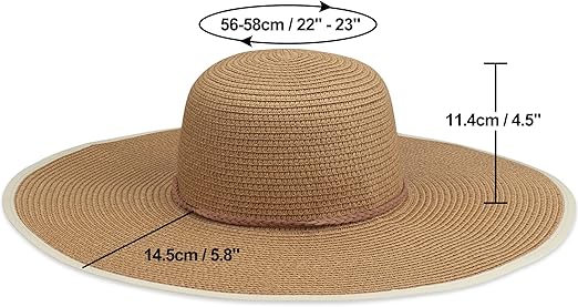 Wide Brim Paper Straw Sun Hat Lightweight UV Protection Breathable Summer Women