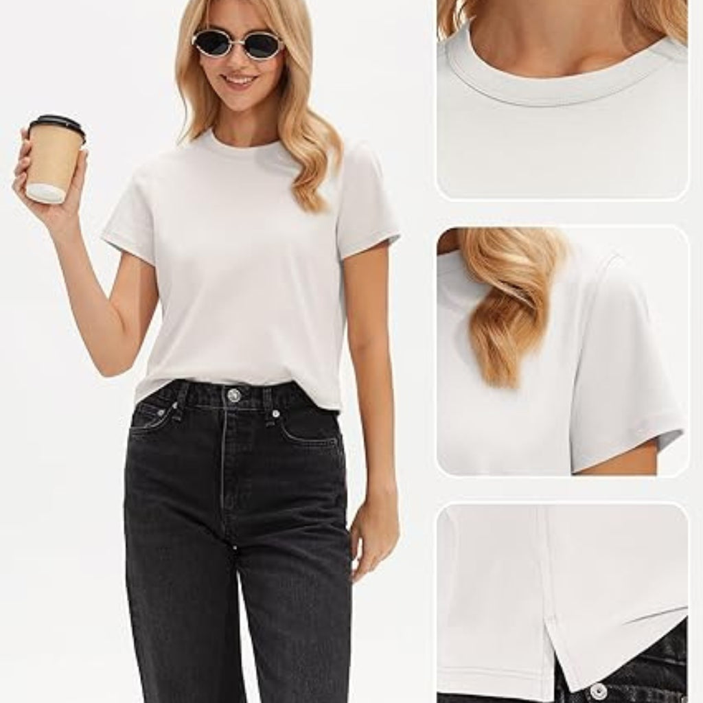 Buneria Boxy Everyday Cotton T-Shirt Soft Lightweight Relaxed Fit Women Tee