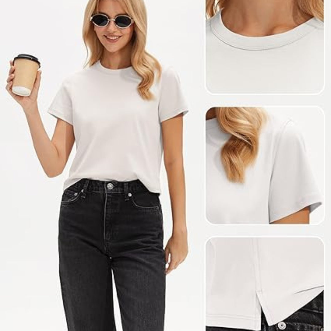 Buneria Boxy Everyday Cotton T-Shirt Soft Lightweight Relaxed Fit Women Tee