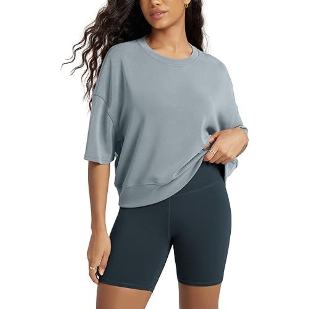 Modal Blend Workout Casual T Shirt Soft Stretch Moisture Wicking Women Top