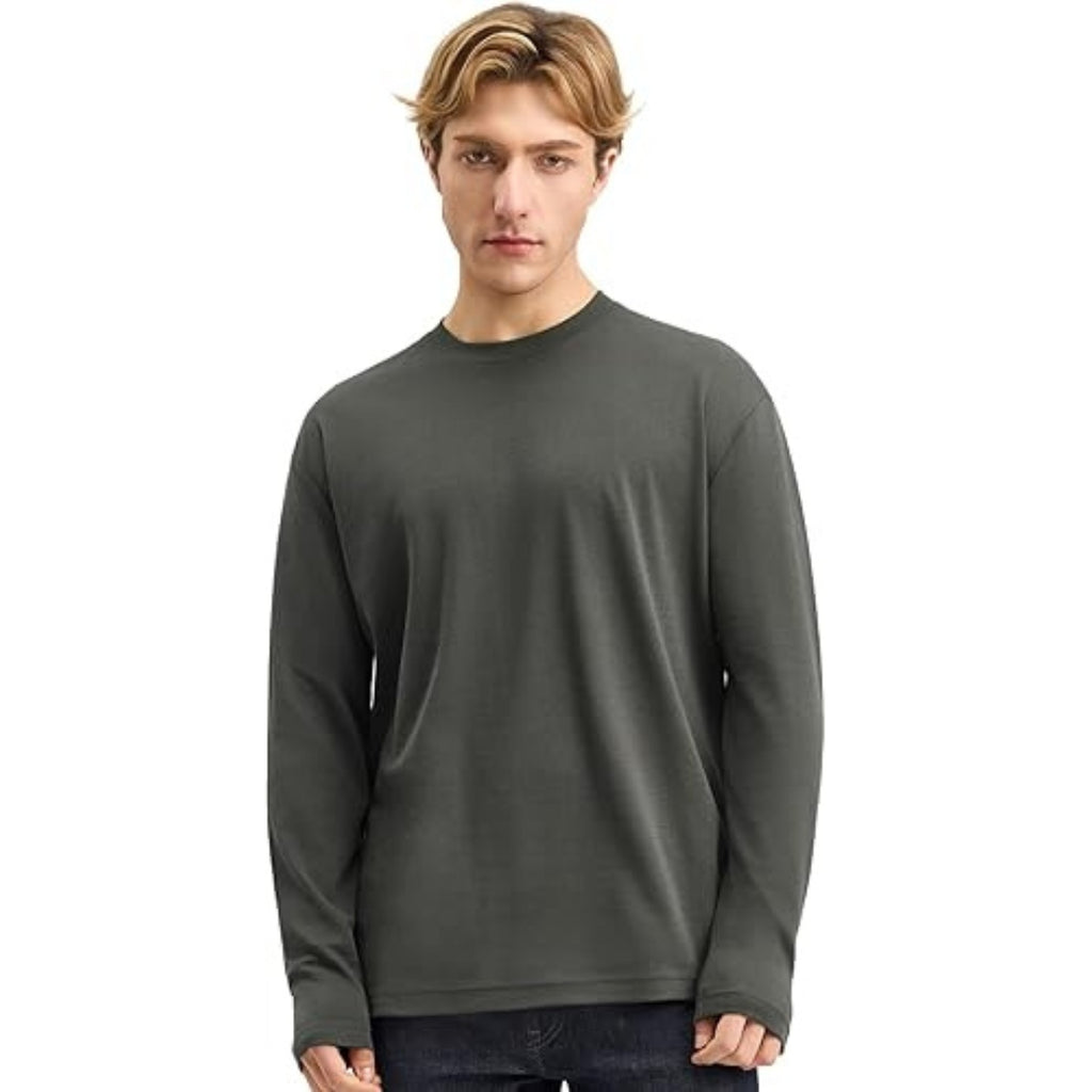 Premium Long Sleeve Cotton Tee Soft Smooth Structured Luxury Everyday Essential Women