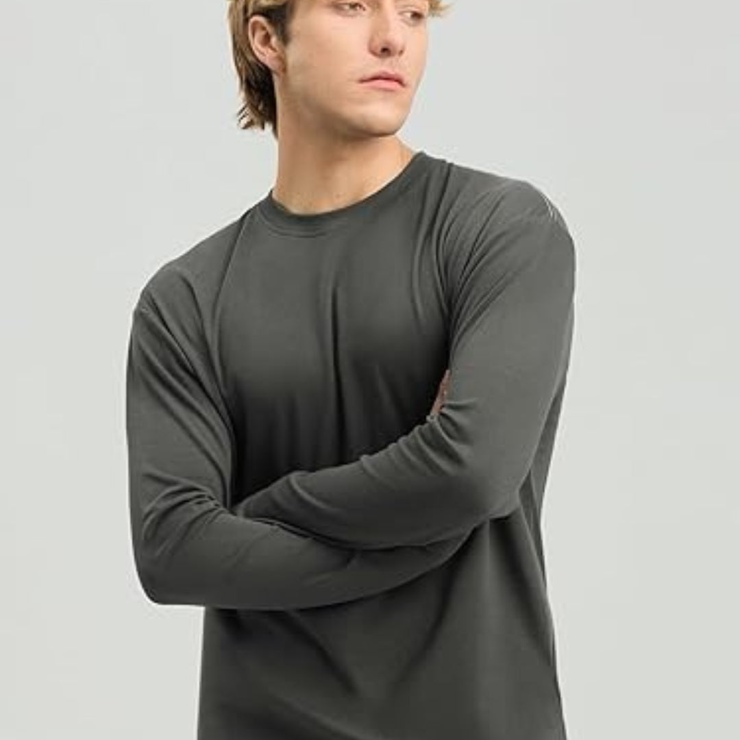 Premium Long Sleeve Cotton Tee Soft Smooth Structured Luxury Everyday Essential Women
