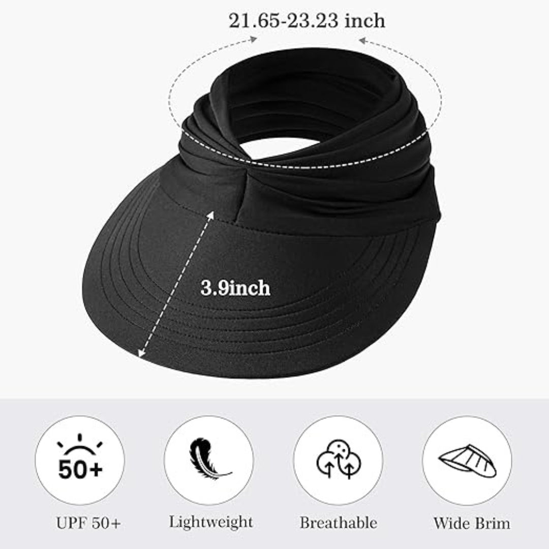 Women Sun Visor Hat UPF50 Wide Brim Lightweight Breathable Adjustable Summer Cap