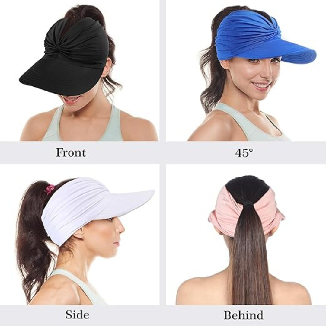 Women Sun Visor Hat UPF50 Wide Brim Lightweight Breathable Adjustable Summer Cap