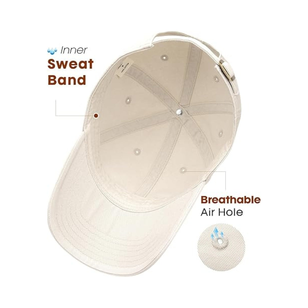 Washed Cotton Baseball Cap Unisex Vintage Soft Lightweight Adjustable Durable Everyday Hat