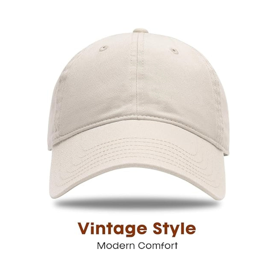 Washed Cotton Baseball Cap Unisex Vintage Soft Lightweight Adjustable Durable Everyday Hat